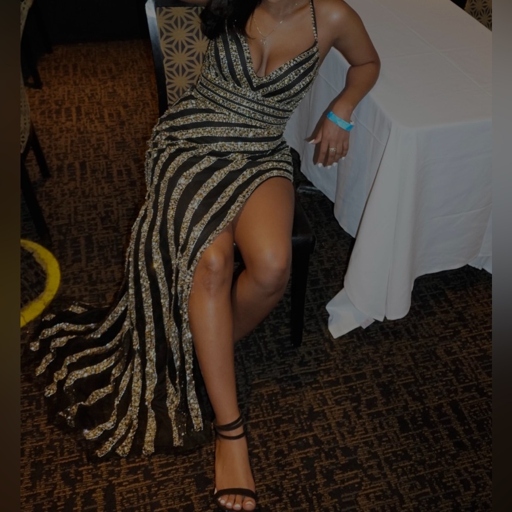 Stunning Black and Gold Striped Gown